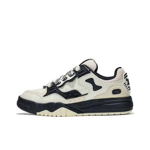 Kappa Anti lil Wear Resistant Low Top Skateboard Shoes Unisex White Black
