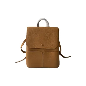 NIUMJ Top Grain Cow Leather Backpack Regular Women's Black/Ecru/Cookie Brown/Light Khaki