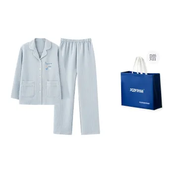 Floating Light Islands Pajama Set Women's Shopping Bag Included Light Blue