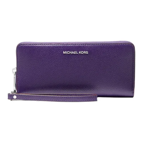 MICHAEL KORS Litchi Grain Leather Wallet Large Size Women's Dark Purple