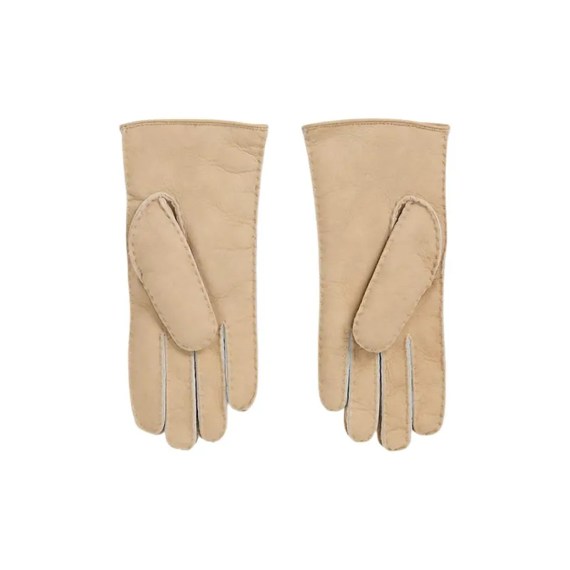 Polo Ralph Lauren Leather Velvet Gloves Women's Beige-1