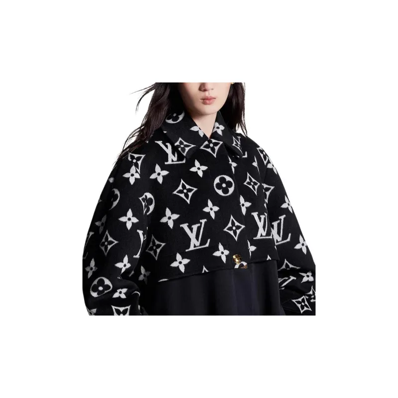 LOUIS VUITTON Oversized Monogram Accent Coat-4