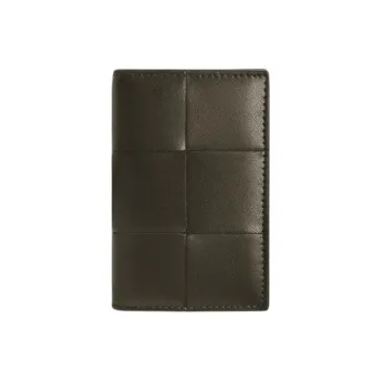 Bottega Veneta CASSETTE Calfskin Card Holder Men's Cream & Khaki