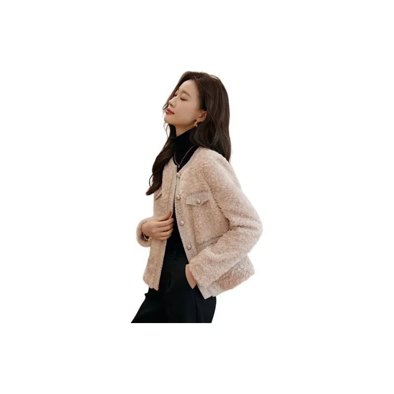 Mo Han Yi Mei Cropped Coat Women's Oat-1