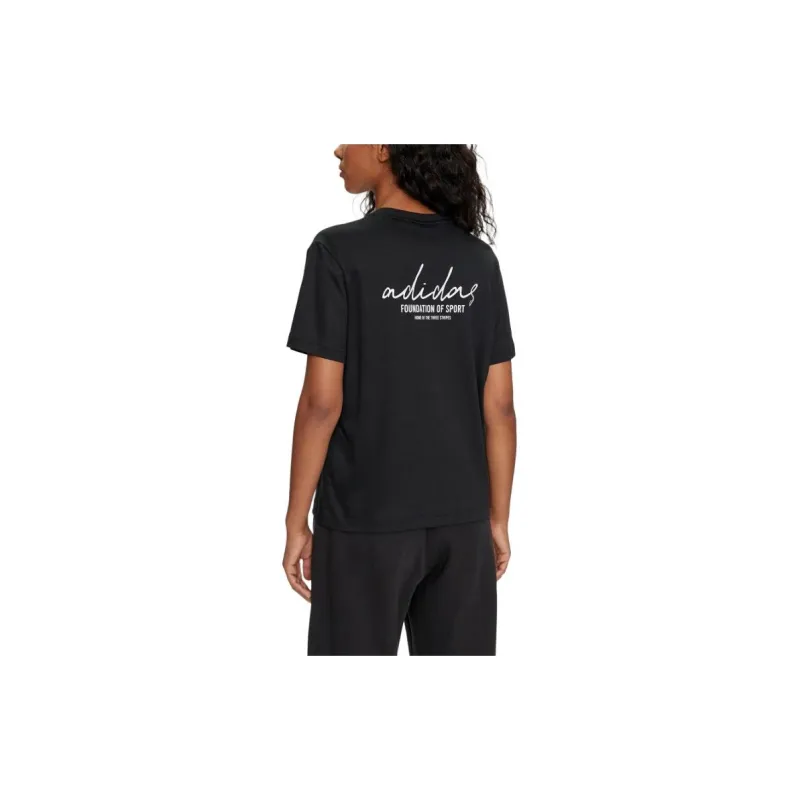 Adidas Women's Signature Graphic Print T Shirt Black-1