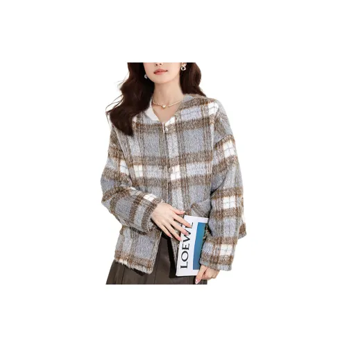 Wbwq Jackets Women's Blue-Khaki Plaid