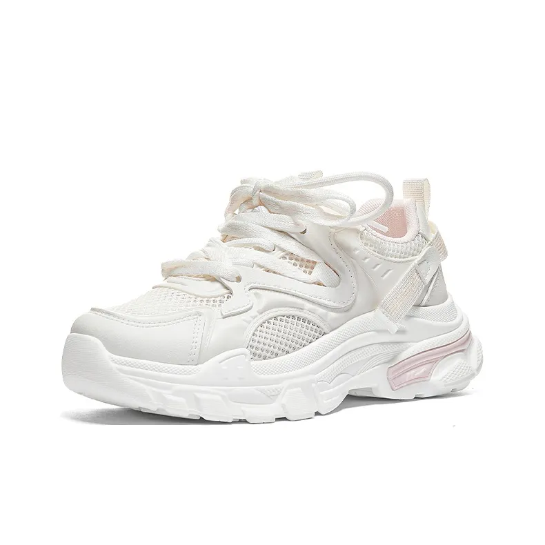 Warrior Wear Resistant Low Top Chunky Sneakers Women's Beige Pink-1