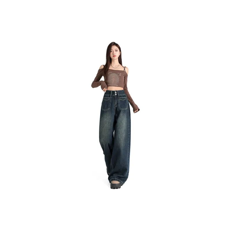 TUSHIFEI Jeans Women's Dark Blue-4
