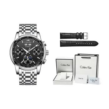 Colev Kie Automatic Mechanical Movement Stainless Steel Watchband Men's Watches Black Dial