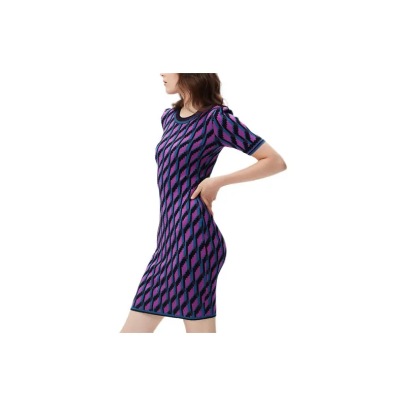 DVF Diane Von Furstenberg Zig zag Intarsia knit Dress-4