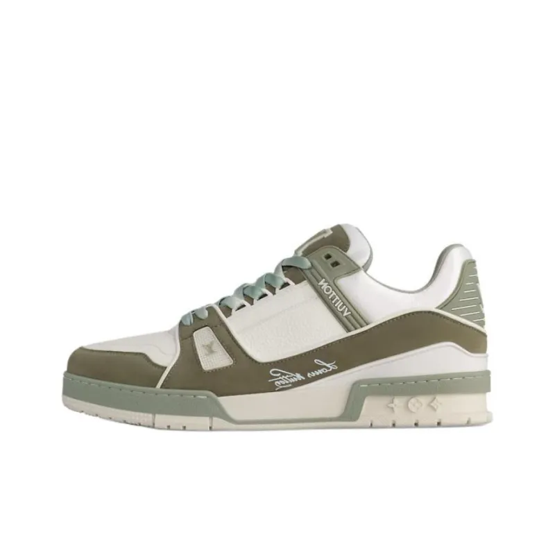 LOUIS VUITTON Trainer Low Top Skateboard Shoes Unisex Dark Green-0