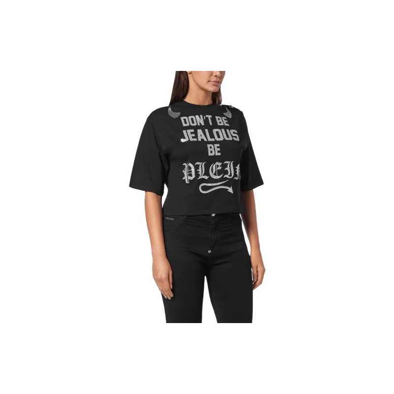 PHILIPP PLEIN Crystal embellished Cropped T shirt-2