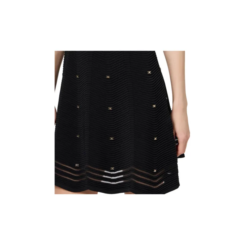 Elisabetta Franchi Herringbone Pattern Embellished Mini Dress-4