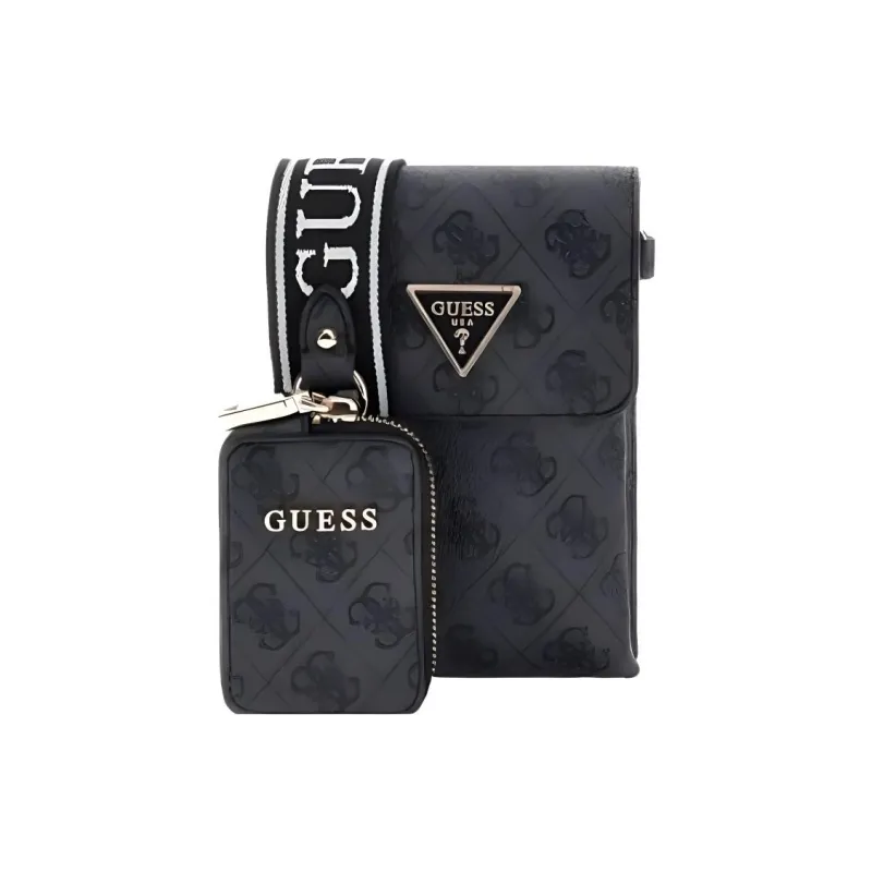 GUESS Artificial Leather Cell Phone Pouch Shoulder Bag Crossbody Bag Mini Women's Black-3