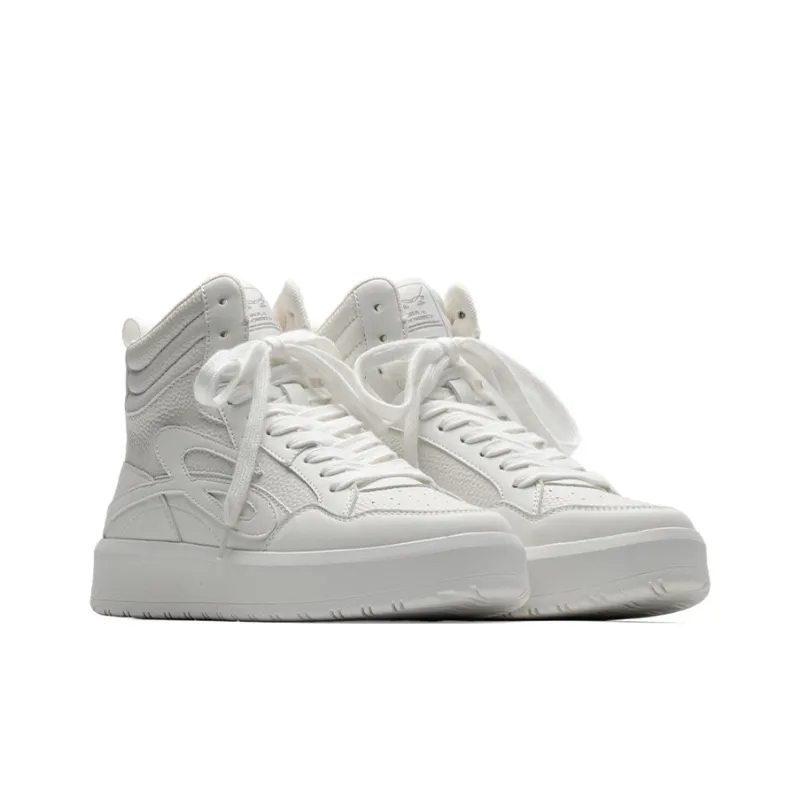 Mule Donkey Breathable Height Increasing High Top Skateboard Shoes Unisex White-2