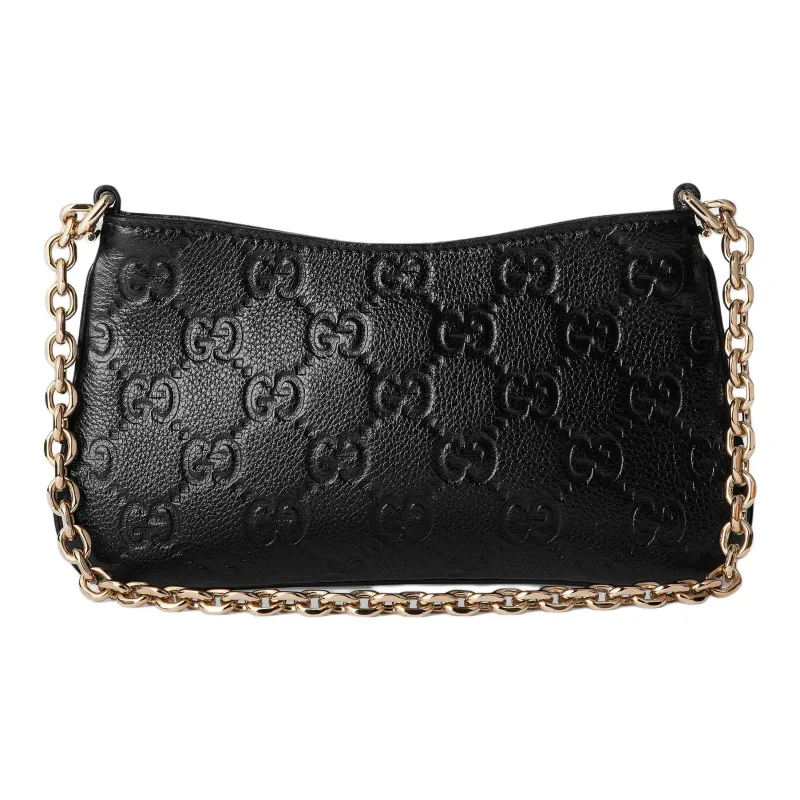 GUCCI Grained Leather Crossbody Bag Shoulder Bag Extra Mini Women's Black-4