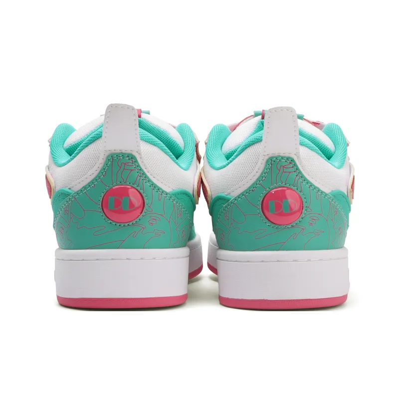 GLO BULL Skateboard Shoes Women's Low Top White Light Lake Blue Pink-4