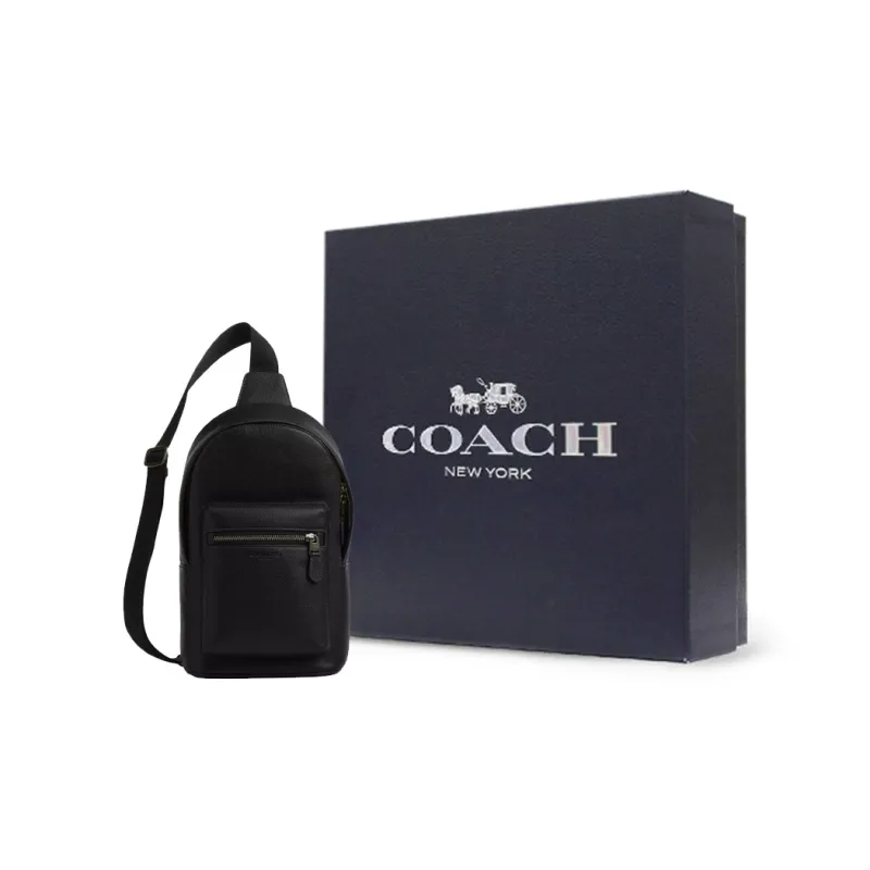COACH Rowan Pebbled Leather Crossbody Fanny Pack Trumpets Men's Black-8