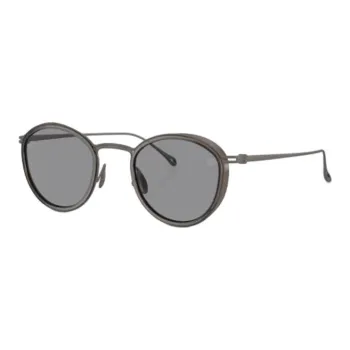 GIORGIO ARMANI Titanium Round Sunglasses Men's Transparent Gray
