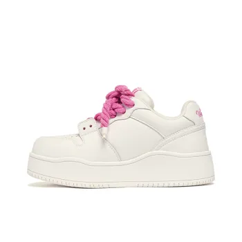 WANDER AROUND Wear Resistant Breathable Height Increasing Low Top Skateboard Shoes Women's White Pink