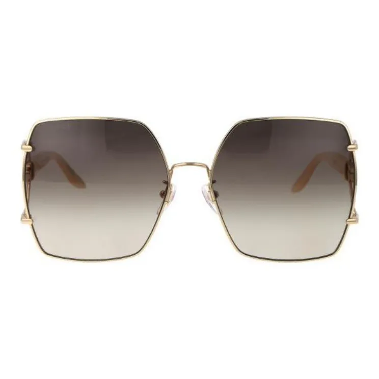 GUCCI Metal Irregular Shape Sunglasses Unisex Gold-0