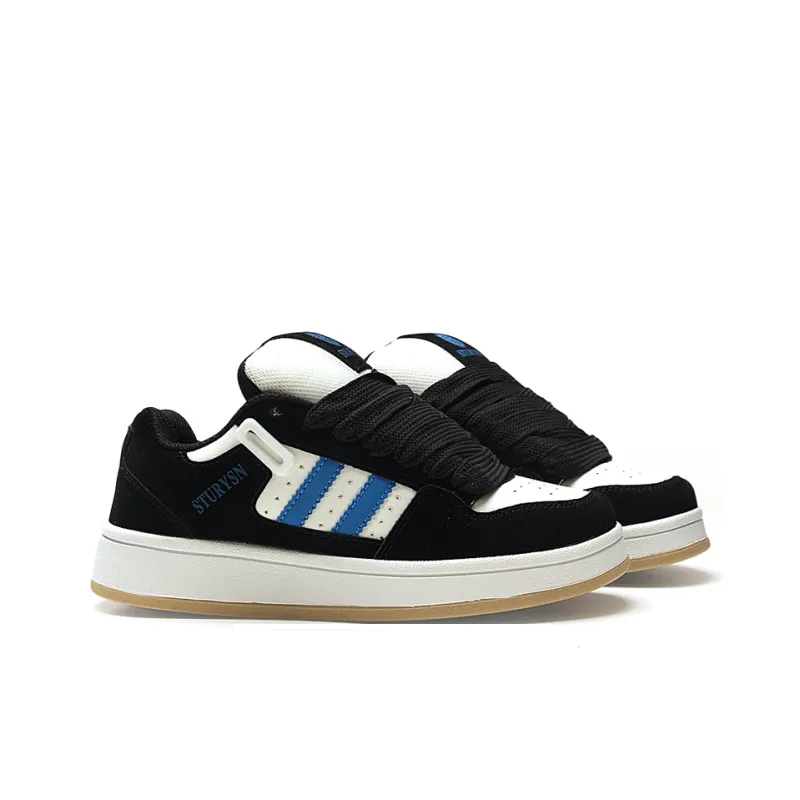 STUR YSN Wear resistant And Lightweight Low Top Skateboard Shoes Women's Black Royal Blue-3