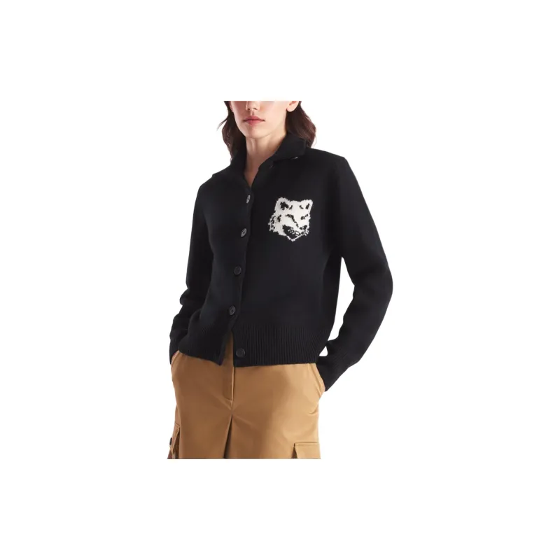 Maison Kitsune Fox Head Intarsia High Neck Cardigan-3