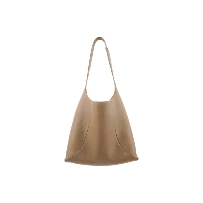 SUREN Top Grain Cow Leather Hobo Bag Handbag Shoulder Bag Large Size Women's Milk Tea Brown/Like Snow-3