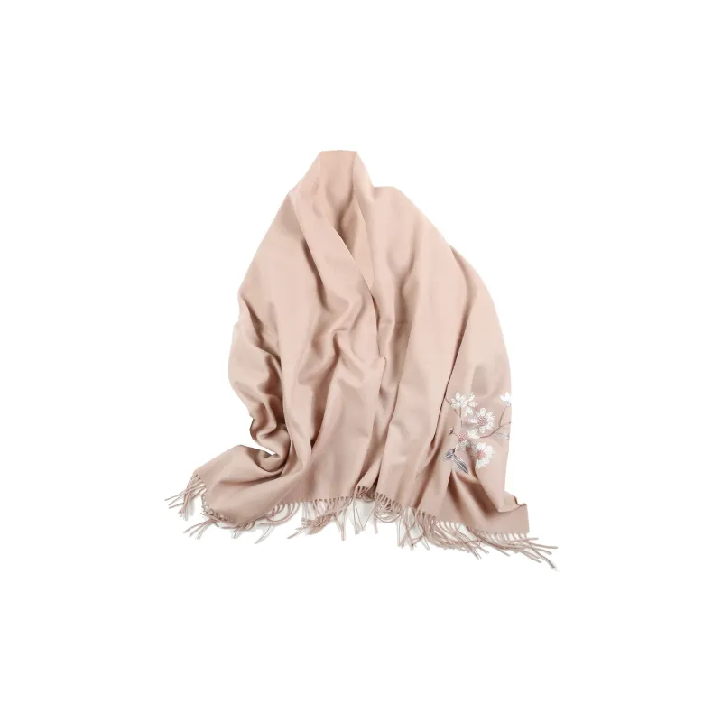 Shanghai Story 100% Sheep Wool Shawls Women's Encounter The Bloom, Nude-4