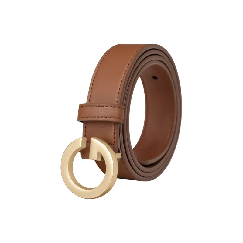 GOLF Cow Split Leather/Synthetic Leather Leather Belts Women's Black Gold/Caramel 2.6cm-7