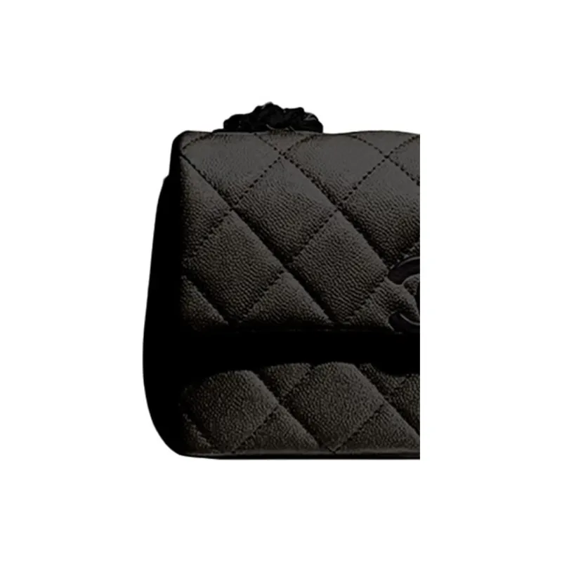 CHANEL Grain Calfskin And Metal Paint Flap Bag, Shoulder Bag, Crossbody Bag Trumpets Women's Black-2