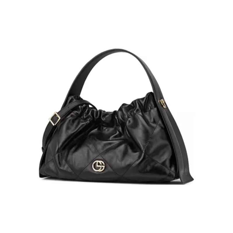 GOLDLION Cow Leather Shoulder Bag Crossbody Bag Handbag Small Size Women's Black-1