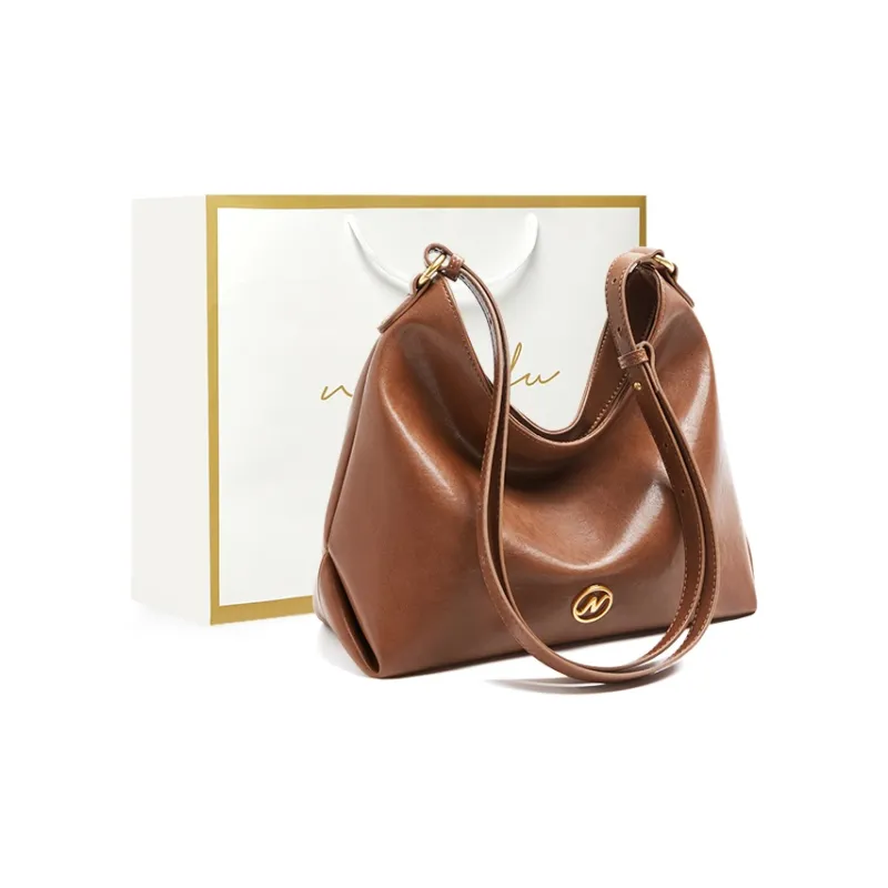 Narandu Cow Leather Patchwork Synthetic Leather Totes Handbag Shoulder Bag Large Size Women's Midnight Black/Gold Brown-7