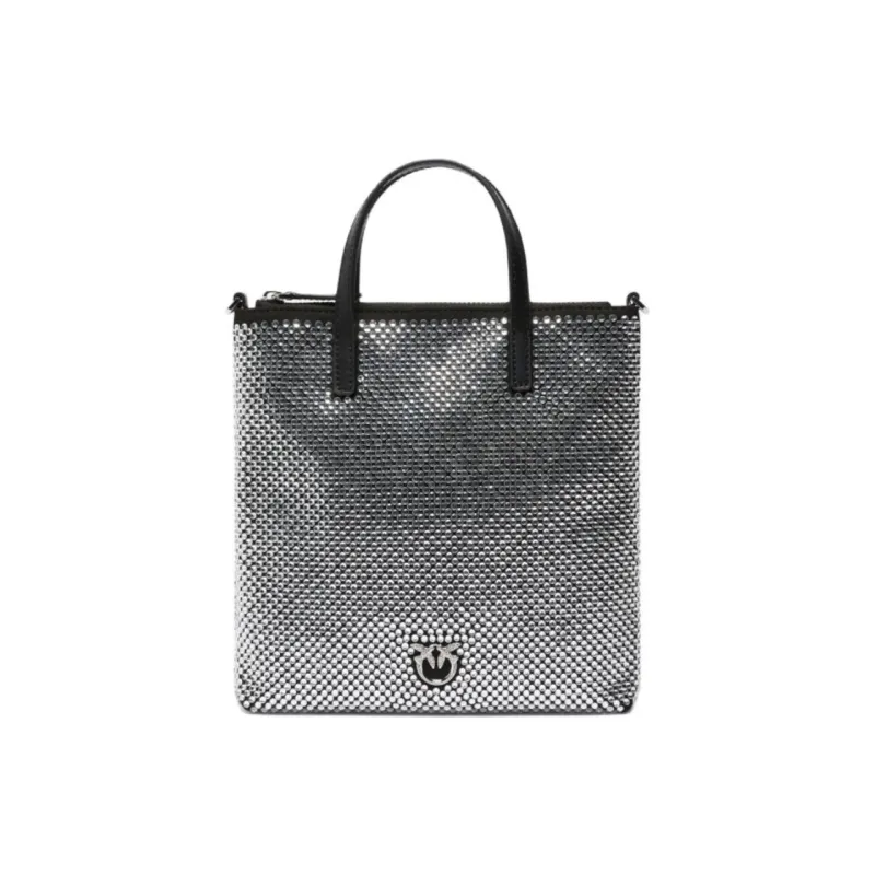 PINKO Polyamide With Polyurethane Tote Bag Shopping Bag Shoulder Bag Handbag Small Size Women's Silver-0