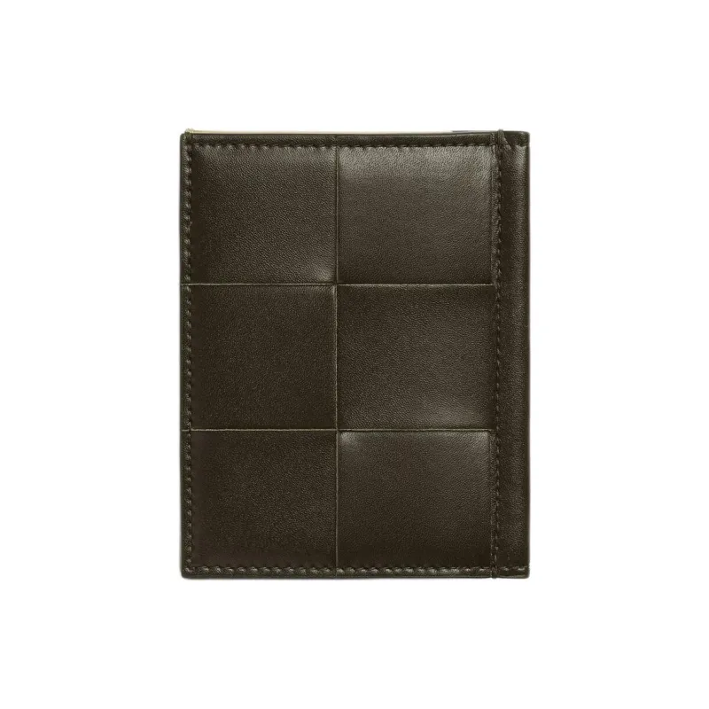 Bottega Veneta Calfskin Card Holder Men's Khaki & Light Cream-2