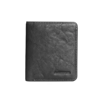 Sharkborough Vegetable Tanned Cow Leather Wallet Money Clip, Wallet, Card Holder Regular Men's Black