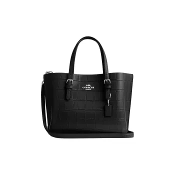 COACH Mollie Leather Tote Bag Shopping Bag Shoulder Bag Crossbody Bag Handbag Medium Size Women's Black