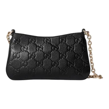 GUCCI Grained Leather Crossbody Bag Shoulder Bag Extra Mini Women's Black