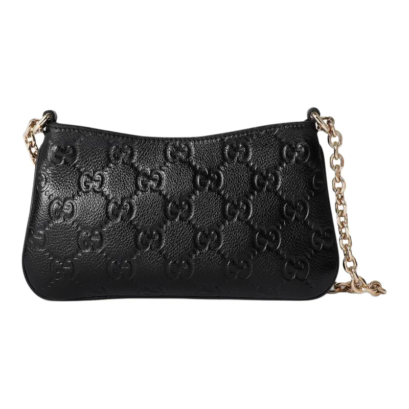 GUCCI Grained Leather Crossbody Bag Shoulder Bag Extra Mini Women's Black-0