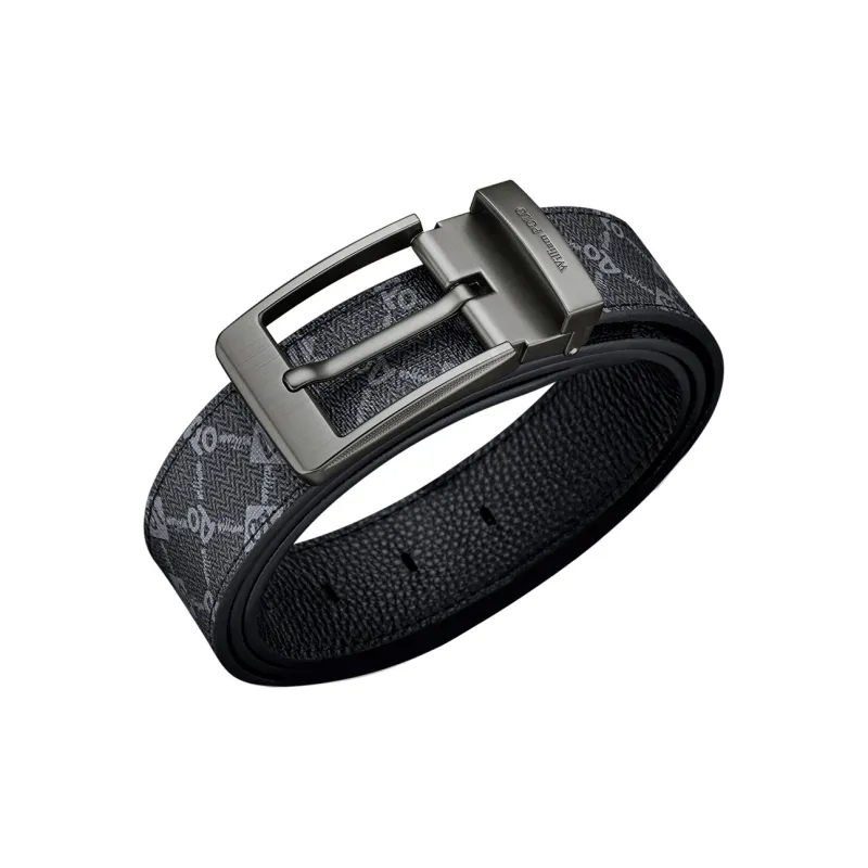 WilliamPOLO PVC Cow Leather Leather Belts Men's Silver Width 3.5CM-2