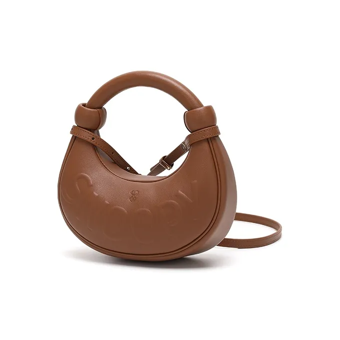 SNOOPY PU Handbag Crossbody Bag Regular Women's Brown-1