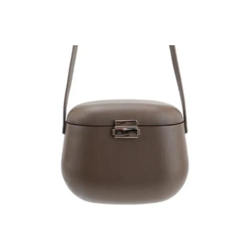 SUREN Top Grain Cow Leather Box Bag Shoulder Bag Crossbody Bag Small Size Women's Chocolate Brown-0