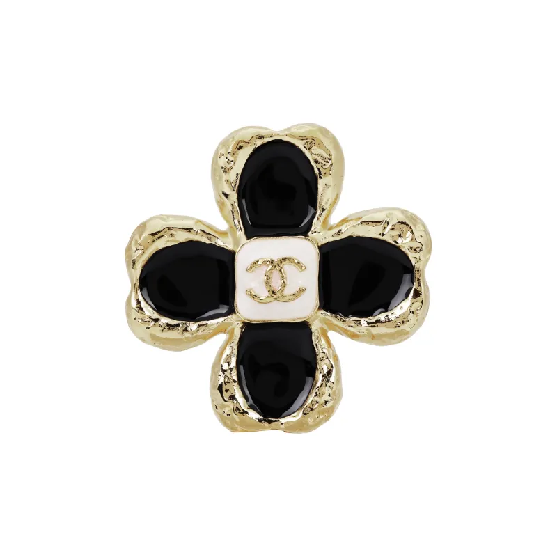 CHANEL Colored Glaze Stud Earrings Women's Black-1
