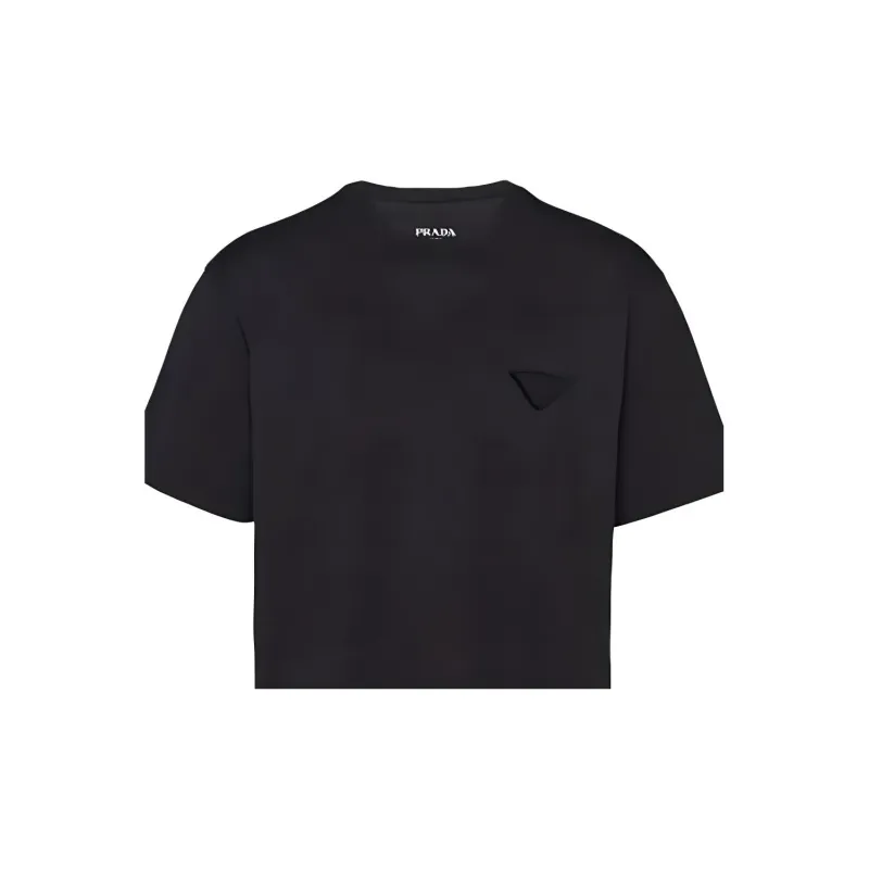 PRADA Logo patch Cotton T shirt-6