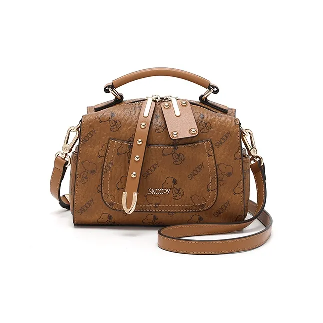 SNOOPY PU Shoulder Bag Crossbody Bag Handbag Regular Women's Brown-0