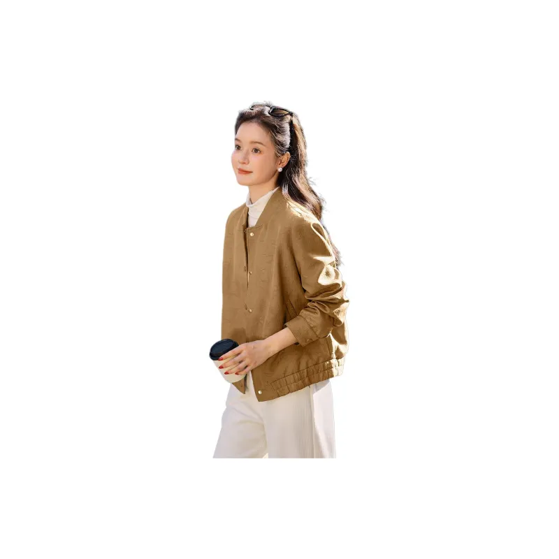 Mo Han Yi Mei Baseball Jacket Women's Green Coffee Color-1