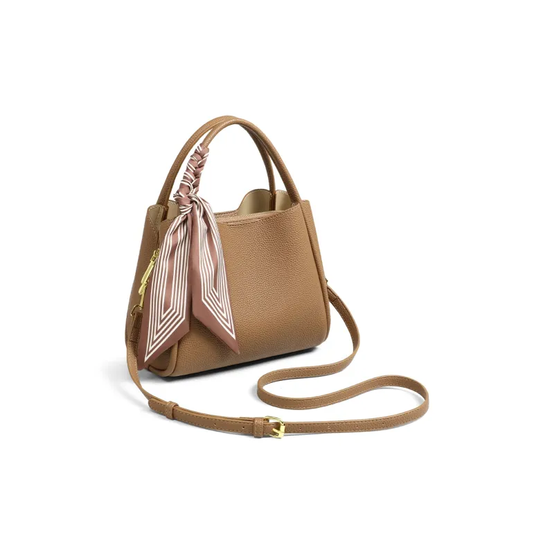 COMELY Cow Leather Patchwork Synthetic Leather Bucket Bags Handbags Regular Women's Brown-2