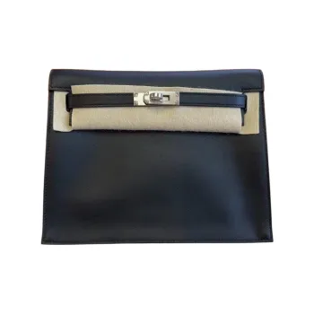 HERMES Kelly Danse Swift Calfskin One Shoulder Crossbody Clutches Unisex 89 Nior Black