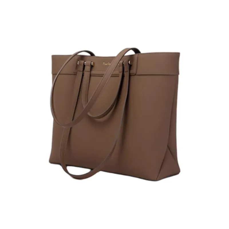 PIERRE CARDIN Cow Leather Tote Bag Shopping Bag Handbag Shoulder Bag Large Size Women's Dark Brown/Yellow Brown/Beige-1
