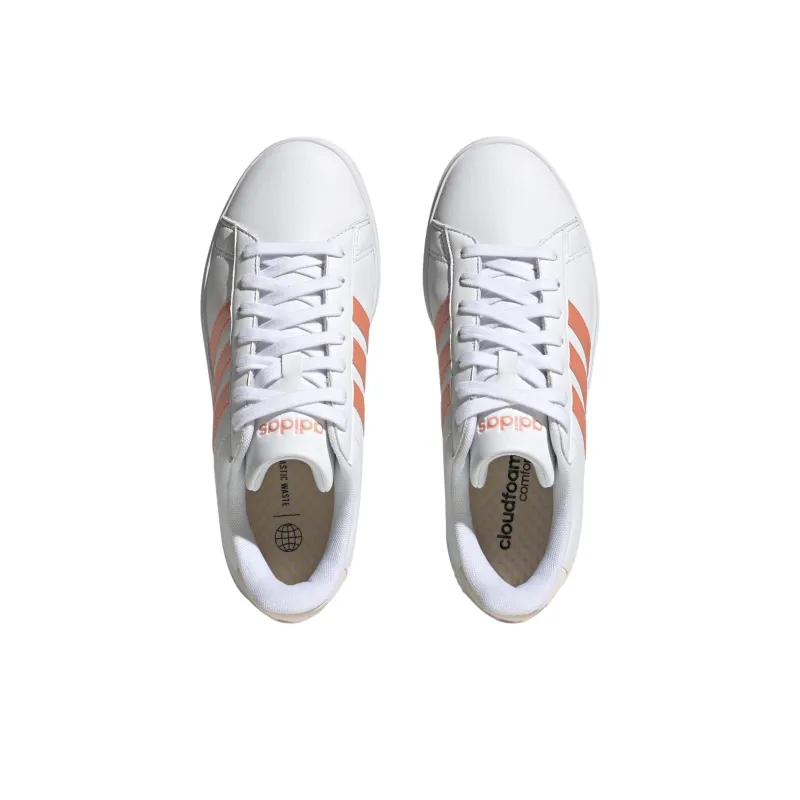 Adidas Neo GRAND COURT 2.0 Cushioning, Wear Resistant Low Top Skateboard Shoes Women's White Orange-3